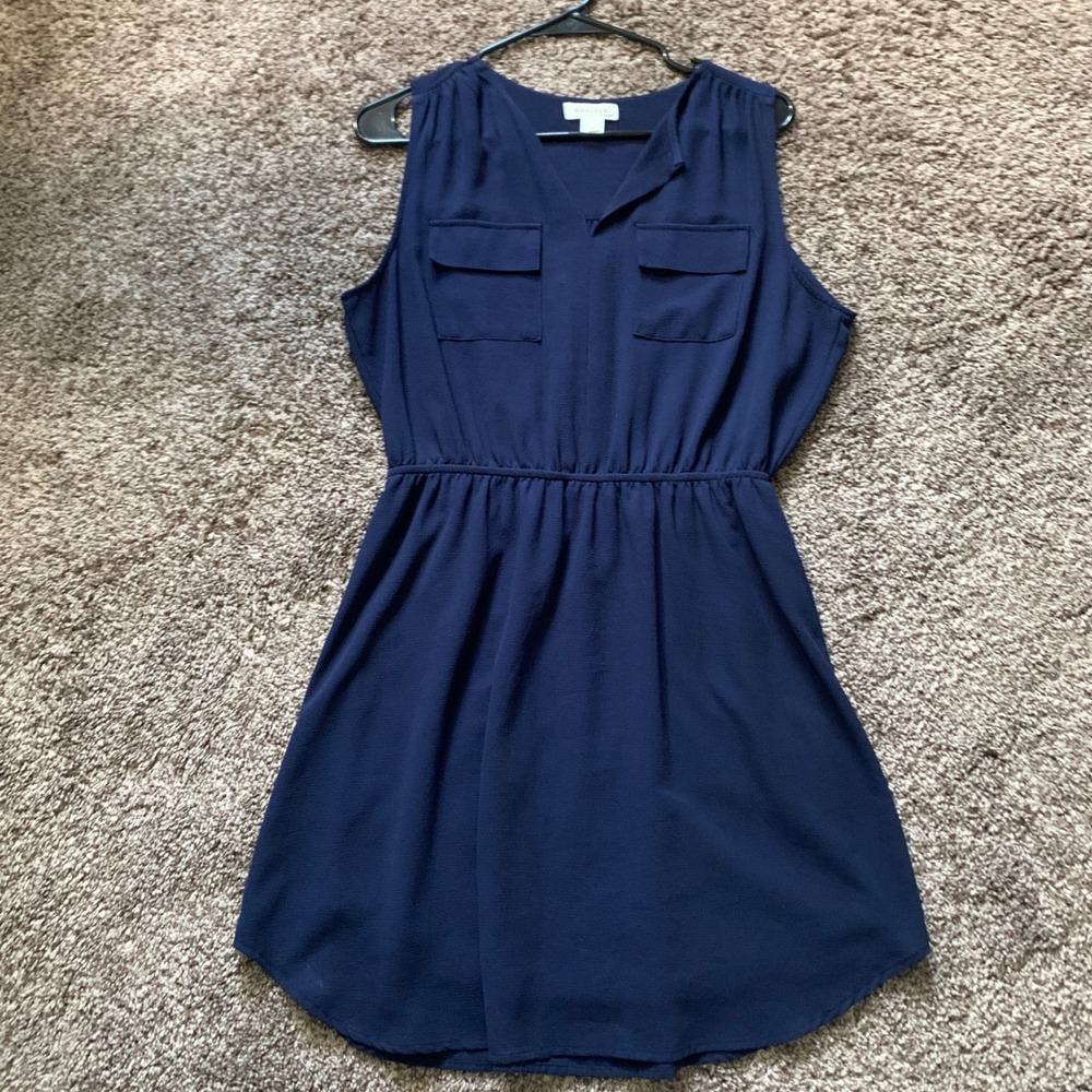 Monteau Los Angeles Womens Navy Blue Sleeveless Elastic Waist Dress XL 58367